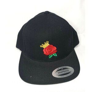 The Classics Yupoong Rose with Gold Crown Snapback Hat – Black Embroidered Acryl